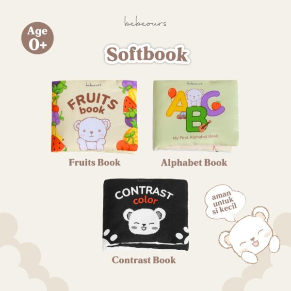 BEBEOURS Softbook | Baby Book | Contrast Book - ABC Book