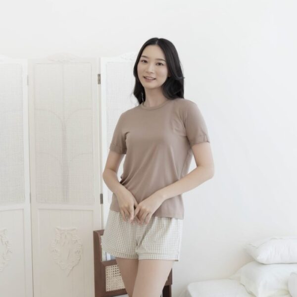 TIBI Gingham Mom Homewear Set TENCEL | Pakaian Rumah Set Wanita - Image 4