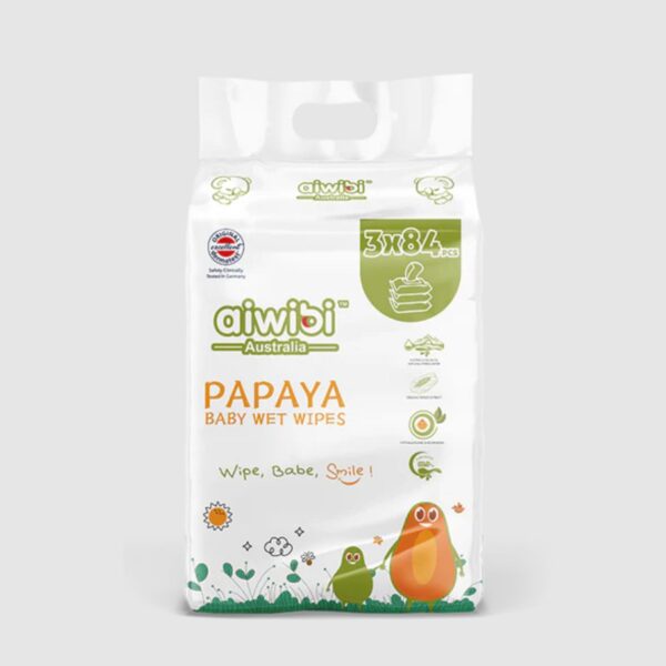 AIWIBI Papaya Water Wet Wipes 3 pack (84Lembar) | Tisu Basah | Tissue Bayi Baby No Fragrance