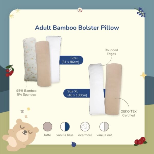 PETIT BEARY Bamboo Bolster Pillow Kids & Adult | Bantal Guling Anak & Dewasa