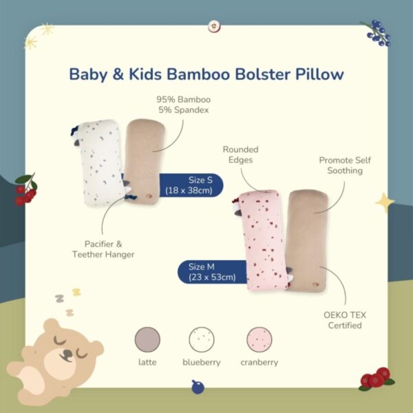 PETIT BEARY Bamboo Bolster Pillow Baby & Kids | Bantal Guling Bayi & Anak