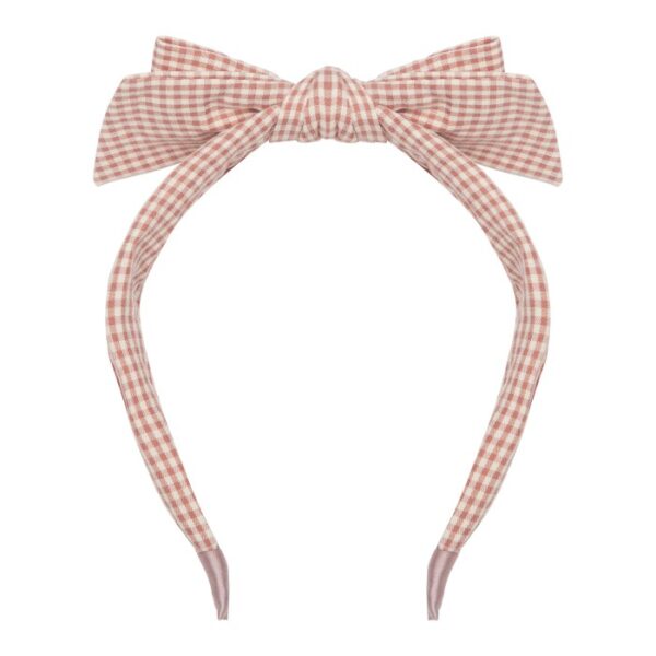 Mimi & Lula Edie Bow Alice Band - Gingham Brown / Headband, Bando Anak