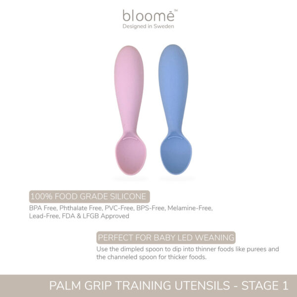 BLOOME Palm Grip Tiny Spoon | Silicone Dip Spoon | Sendok MPASI - Image 2