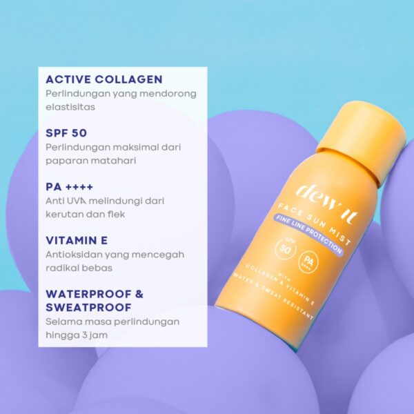DEW IT - Face Sun Mist - Fine Line Protection | Sunscreen Kolagen  SPF50 PA++++ - Image 3