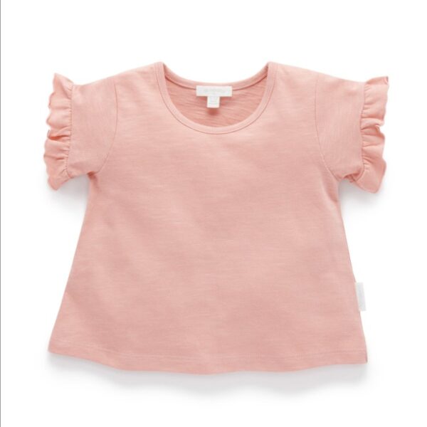 Purebaby Basic Ruffle Tee/ Kaos Anak Perempuan 100% Organic Cotton - Image 3