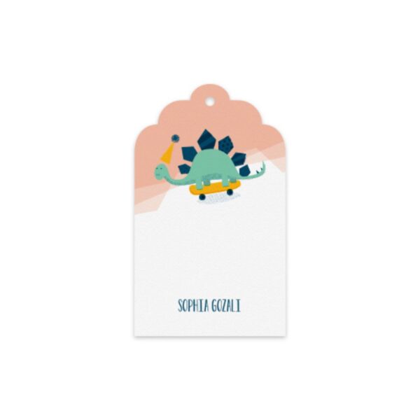 PAPERMARK Skating Stegosaur 
Gift Tag set of 12
