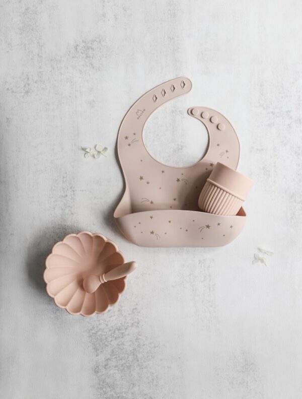 Mellow Silicone Bib - Shooting Star / Celemek Makan Bayi - Image 3