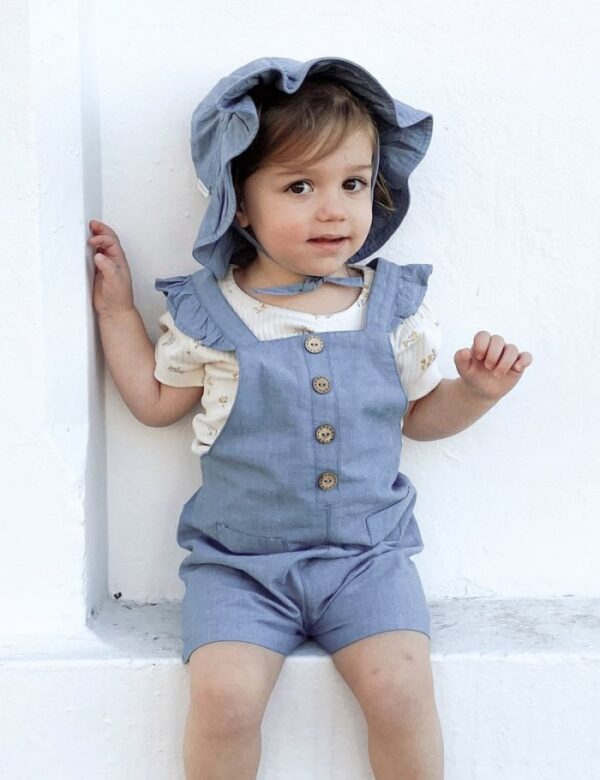 Purebaby Button Front Shortie Overall/Pakaian Jumpsuit Anak Perempuan