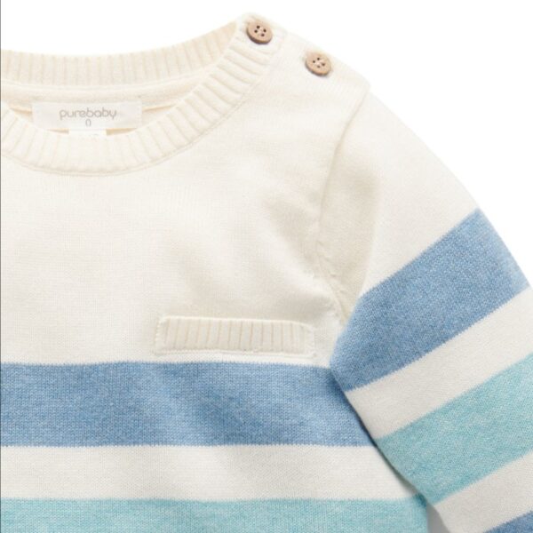 Purebaby Striped Jumper/ Sweater Panjang Anak Laki Organic Cotton - Image 3