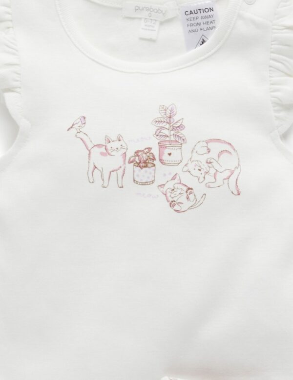 Purebaby Ruffle PJ Set/Piyama/Baju Tidur Anak Perempuan Organic Cotton - Image 4