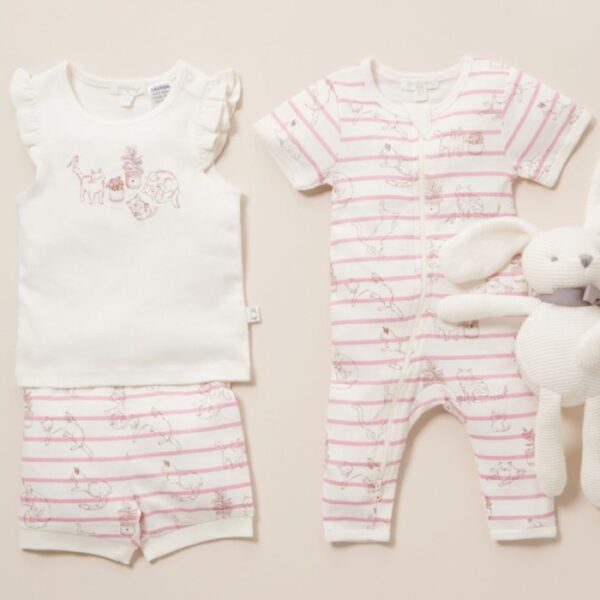 Purebaby Ruffle PJ Set/Piyama/Baju Tidur Anak Perempuan Organic Cotton - Image 5