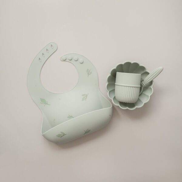 Mellow Silicone Bib - Lily of the Valley / Celemek Makan Bayi - Image 2