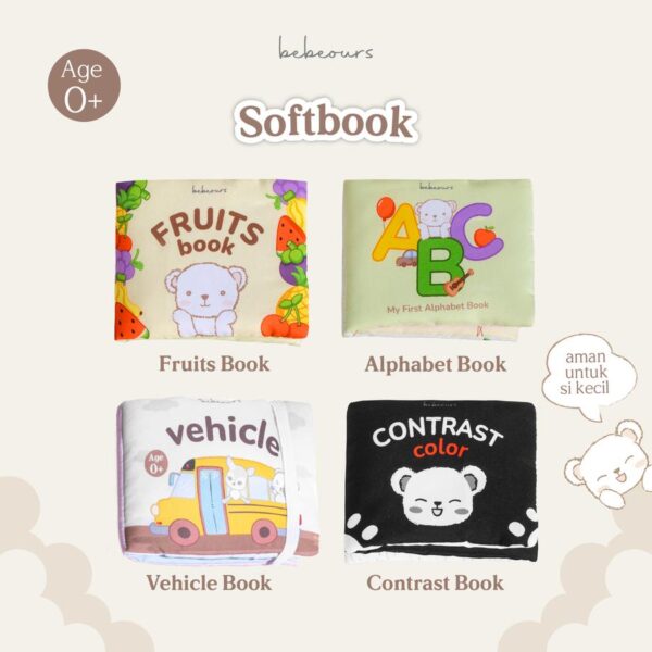 BEBEOURS Softbook | Baby Book | Contrast Book - ABC Book