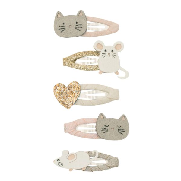 Mimi  Lula Cat & Mouse Mini Clic Clacs | Jepitan Rambut Anak-Anak | Aksesoris Rambut Anak